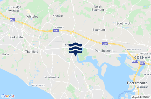 Fareham, United Kingdomの潮見表地図
