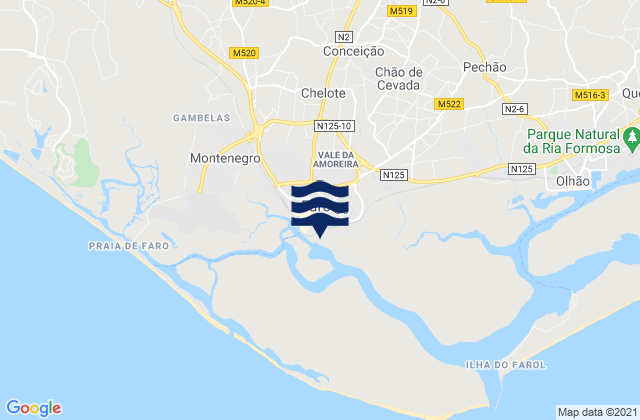 Faro, Portugalの潮見表地図