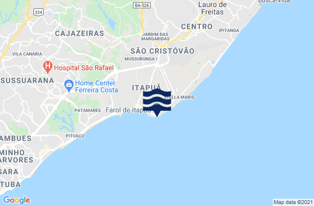 Farol de Itapuã, Brazilの潮見表地図