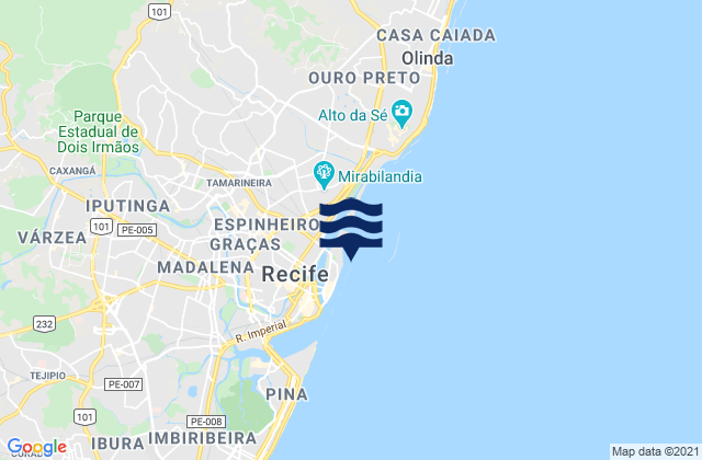 Farol do Recife, Brazilの潮見表地図
