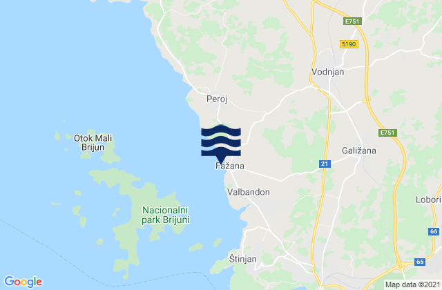 Fažana, Croatiaの潮見表地図