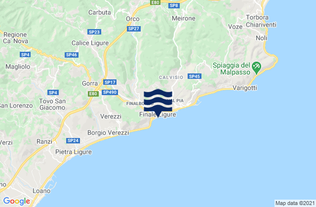 Feglino, Italyの潮見表地図