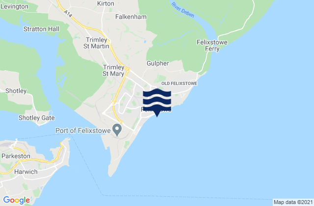 Felixstowe, United Kingdomの潮見表地図