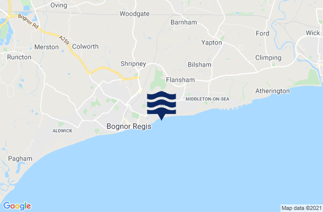 Felpham Beach, United Kingdomの潮見表地図