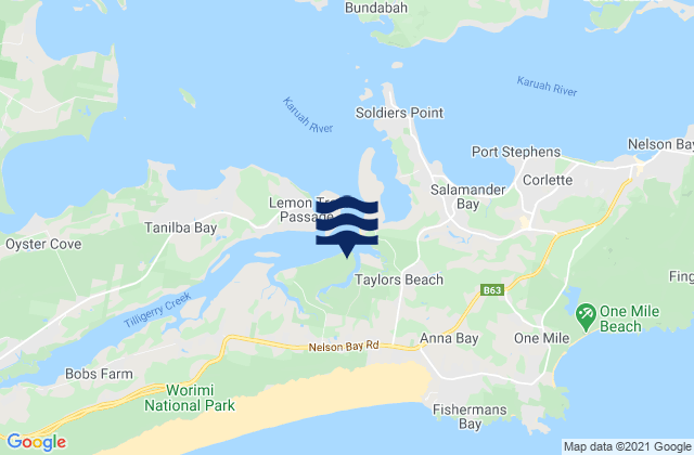 Fenninghams Island, Australiaの潮見表地図