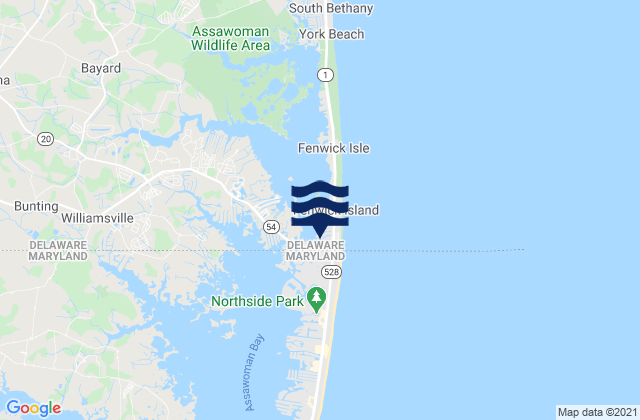 Fenwick Island Light, United Statesの潮見表地図