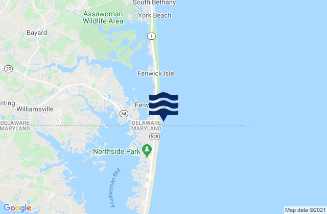 Fenwick Island, United Statesの潮見表地図