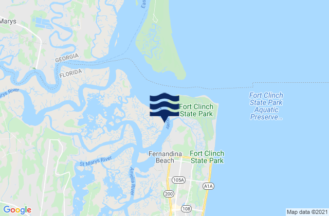 Fernandina Beach Amelia River, United Statesの潮見表地図