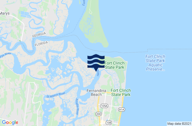 Fernandina Beach City Front Reach Amelia River, United Statesの潮見表地図