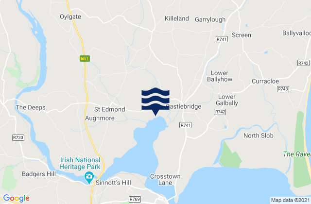 Ferns, Irelandの潮見表地図