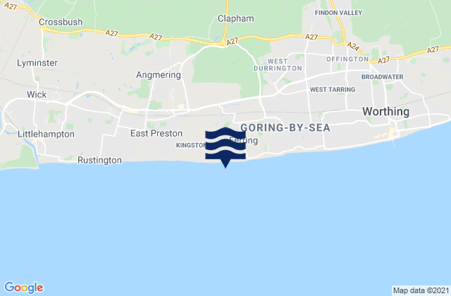 Ferring Beach, United Kingdomの潮見表地図