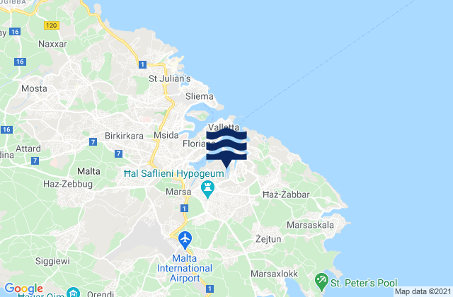 Fgura, Maltaの潮見表地図