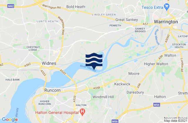 Fiddlers Ferry, United Kingdomの潮見表地図