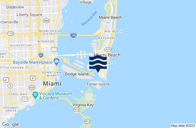 Fifth Street (Miami), United Statesの潮見表地図