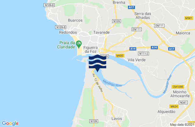 Figueira da Foz - Gala, Portugalの潮見表地図