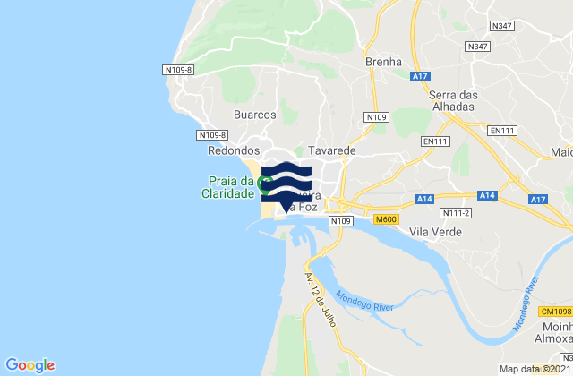 Figueira da Foz, Portugalの潮見表地図