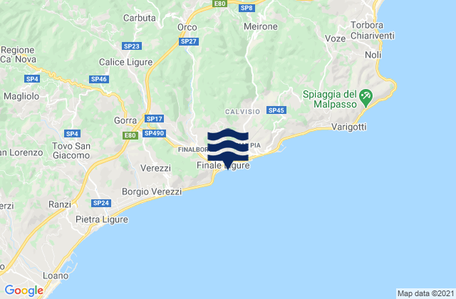 Finale Ligure, Italyの潮見表地図