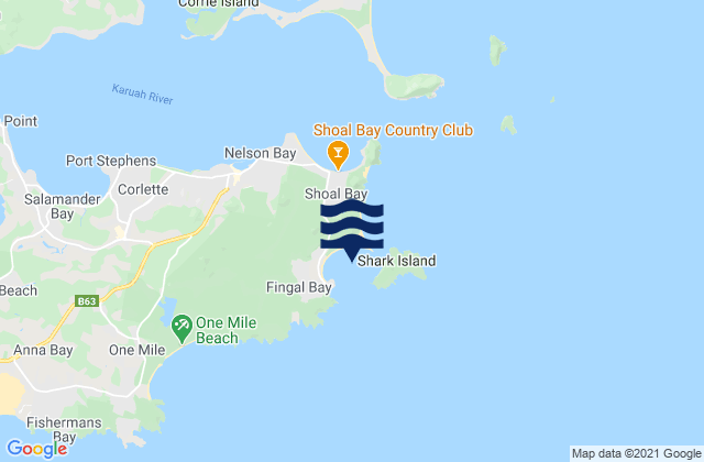 Fingal Bay, Australiaの潮見表地図