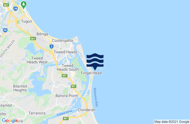 Fingal Head, Australiaの潮見表地図