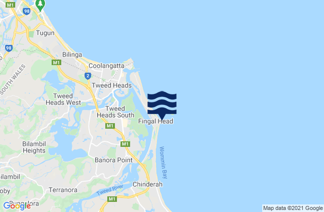 Fingal Head Lighthouse, Australiaの潮見表地図