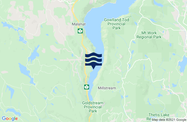 Finlayson Arm, Canadaの潮見表地図