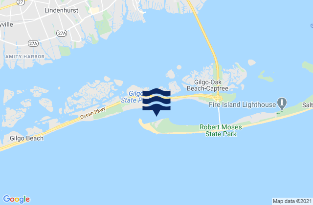 Fire I. Inlet 0.5 mi. S of Oak Beach, United Statesの潮見表地図