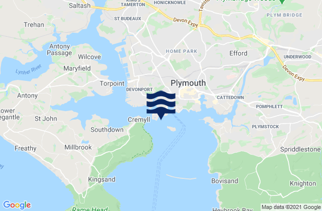 Firestone Bay, United Kingdomの潮見表地図