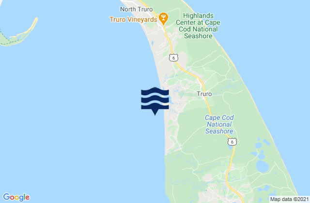Fisher Beach Truro, United Statesの潮見表地図