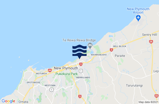 Fitzroy Beach, New Zealandの潮見表地図