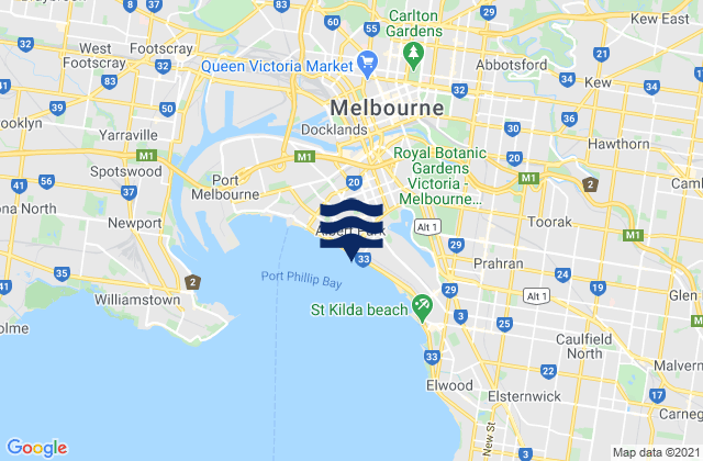 Fitzroy North, Australiaの潮見表地図