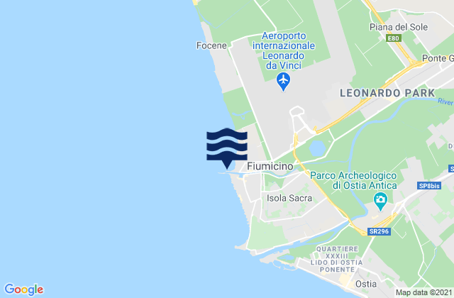 Fiumicino, Italyの潮見表地図