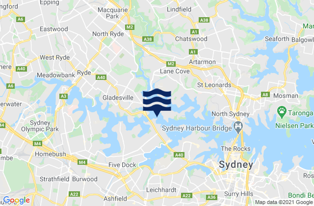 Five Dock Bay, Australiaの潮見表地図