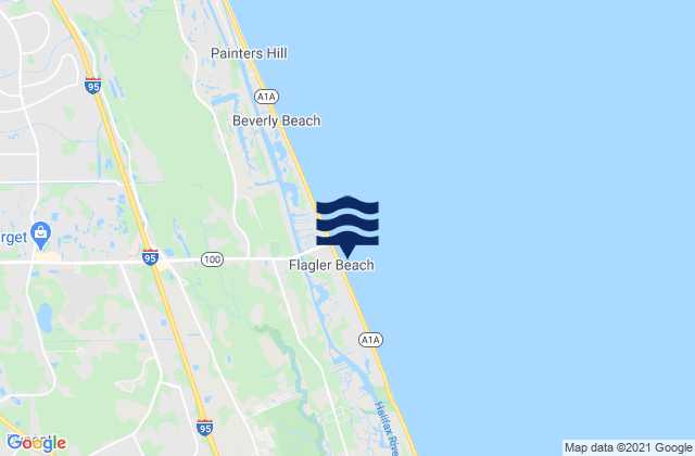Flagler Beach, United Statesの潮見表地図