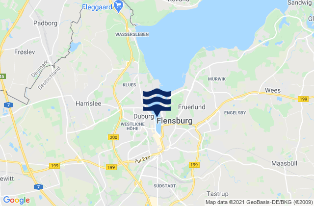Flensburg, Germanyの潮見表地図