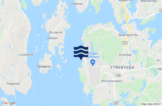 Flesland, Norwayの潮見表地図