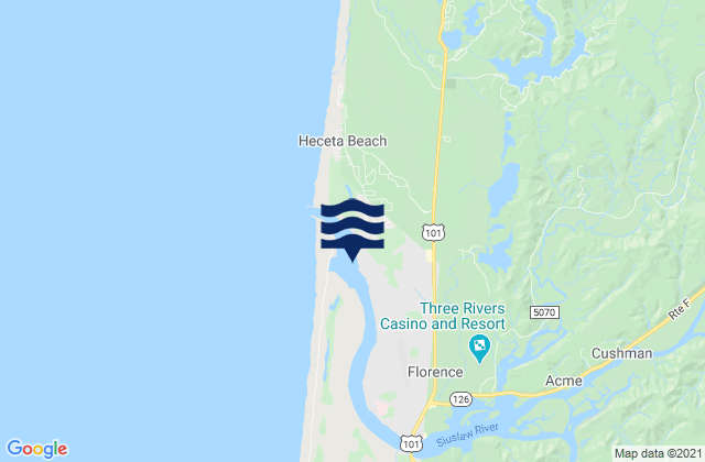Florence Uscg Pier Suislaw River, United Statesの潮見表地図