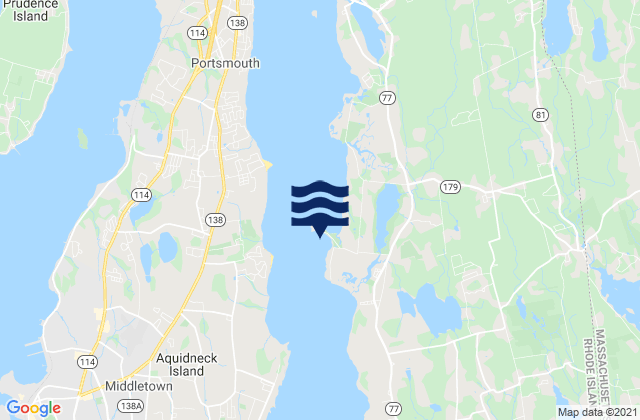 Fogland Beach Tiverton, United Statesの潮見表地図
