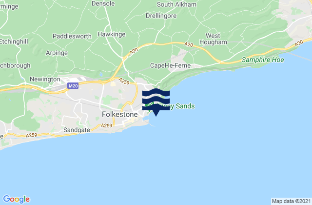 Folkestone Wear Bay, Franceの潮見表地図
