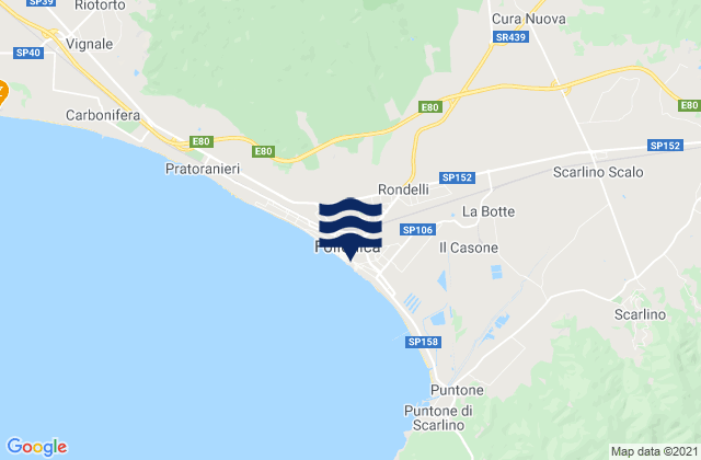 Follonica, Italyの潮見表地図
