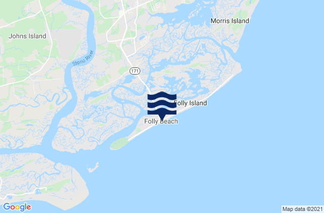 Folly Beach, United Statesの潮見表地図