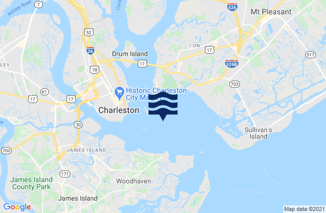 Folly I. Channel N of Ft. Johnson, United Statesの潮見表地図
