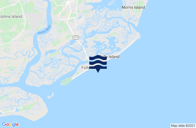 Folly Island (outer Coast), United Statesの潮見表地図