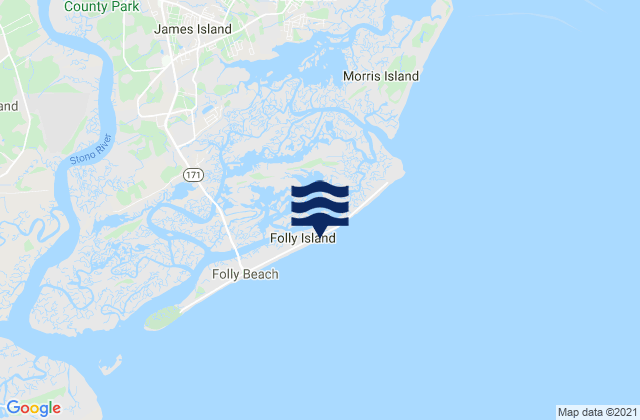 Folly River (North Folly Island), United Statesの潮見表地図