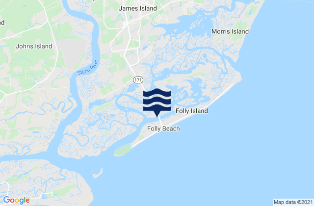Folly River Bridge Flooy Island, United Statesの潮見表地図