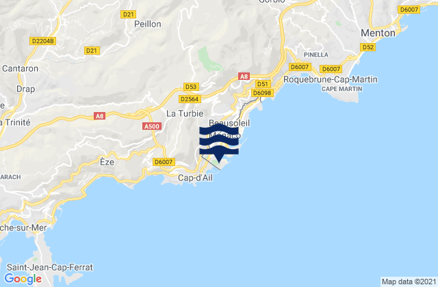Fontvieille, Monacoの潮見表地図