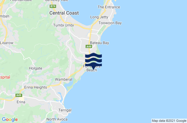 Forresters Beach, Australiaの潮見表地図