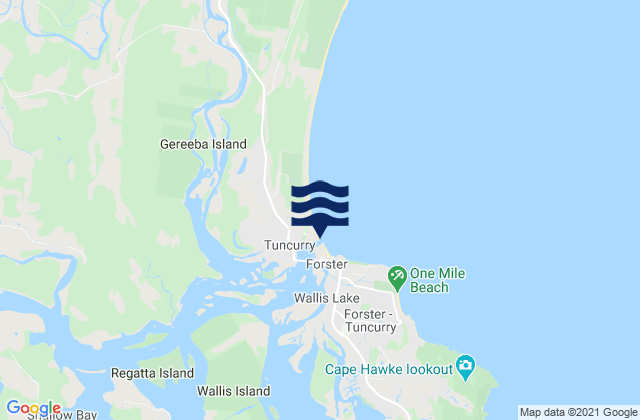 Forster Beach, Australiaの潮見表地図