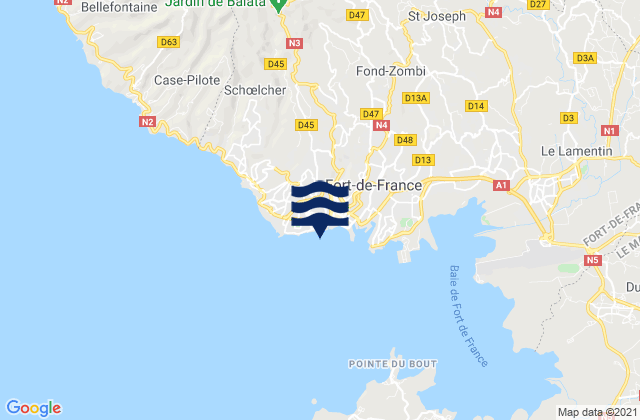 Fort-de-France, Martiniqueの潮見表地図