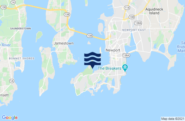 Fort Adams Beach, United Statesの潮見表地図