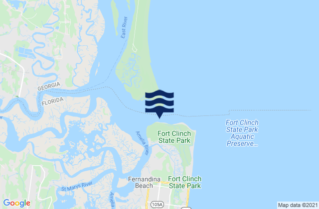 Fort Clinch 0.3 n.mi. N of, United Statesの潮見表地図